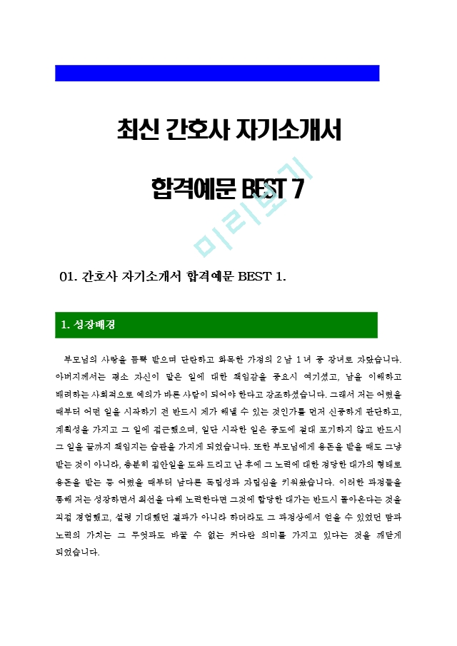 [간호사자기소개서7편] 최신 간호사.hwp